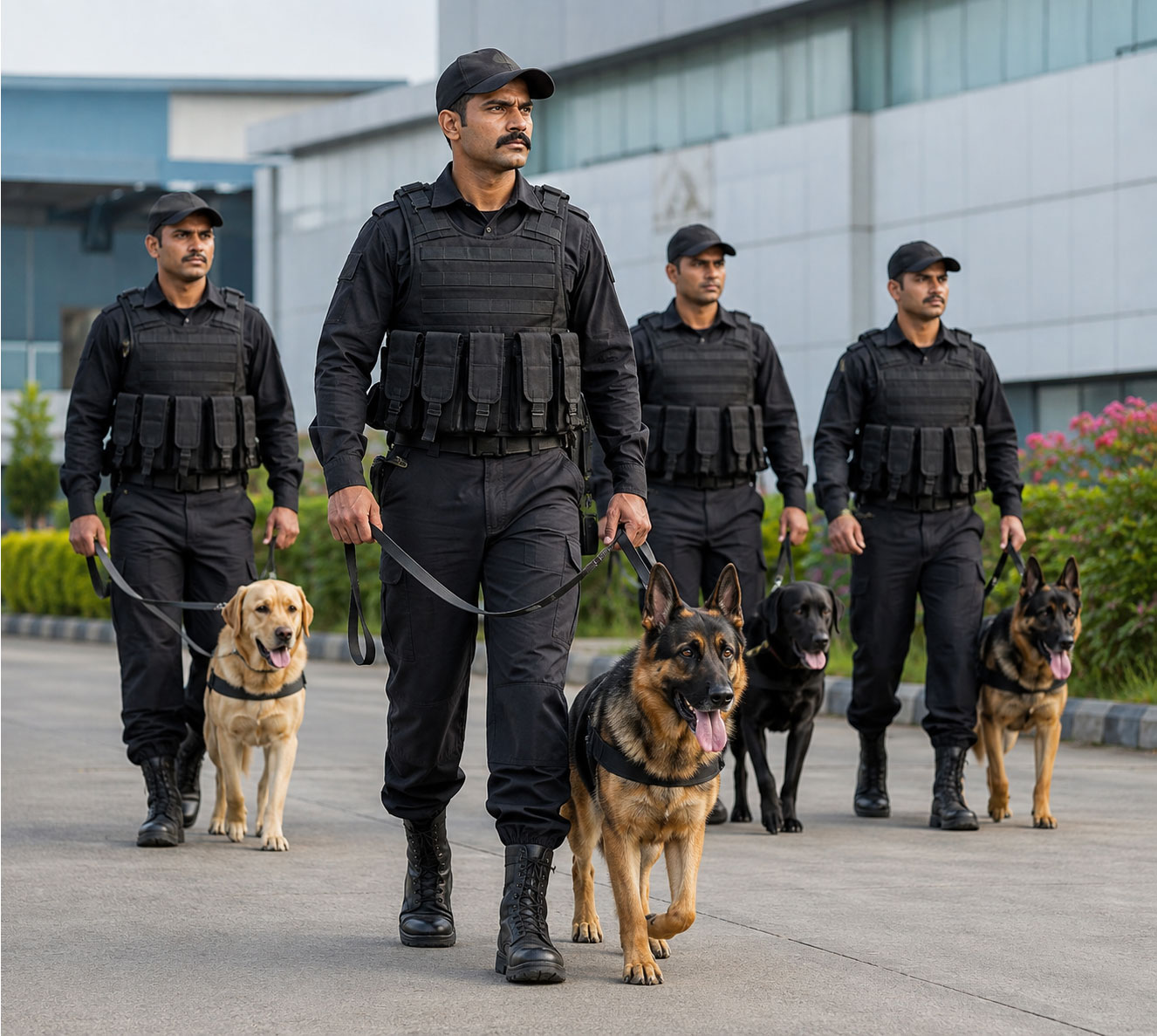 Professional security dog squad services for industrial and commercial protection