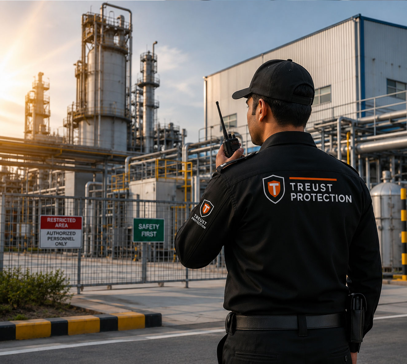 Industrial security services for factories and plants